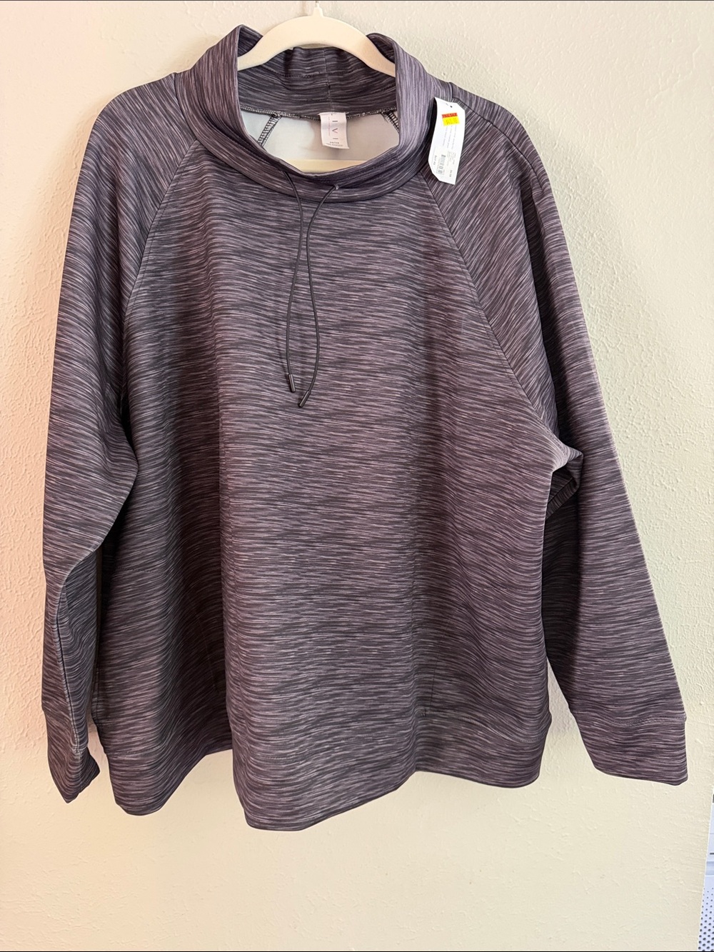 Lane Bryant Gray Heather Drawcord Funnel Neck Pullover